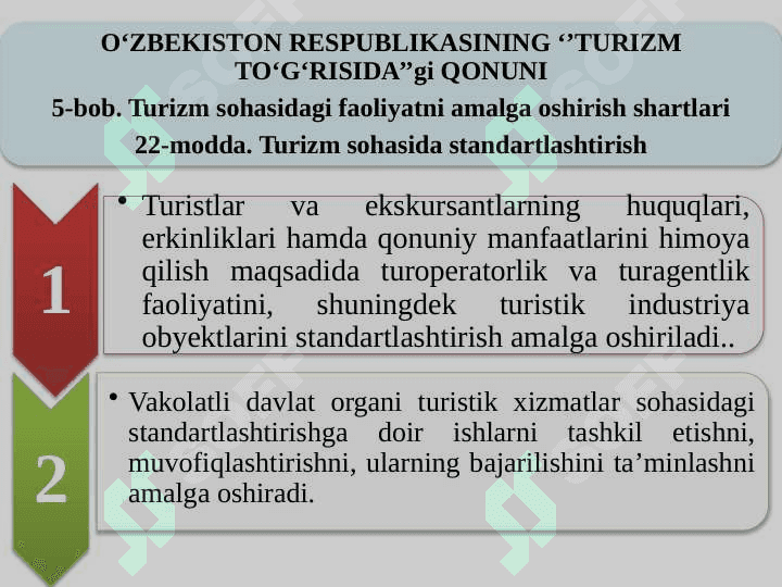 Turizm va mehmondo'stlik industriyasida standartlashtirish obyektlari va subyektlari. Standartlashtirish tamoyillari va ularning ahamiyati 5