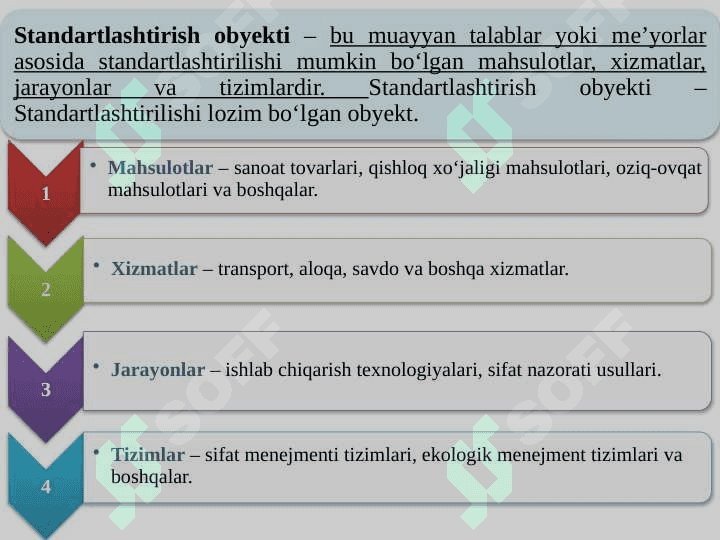 Turizm va mehmondo'stlik industriyasida standartlashtirish obyektlari va subyektlari. Standartlashtirish tamoyillari va ularning ahamiyati 6