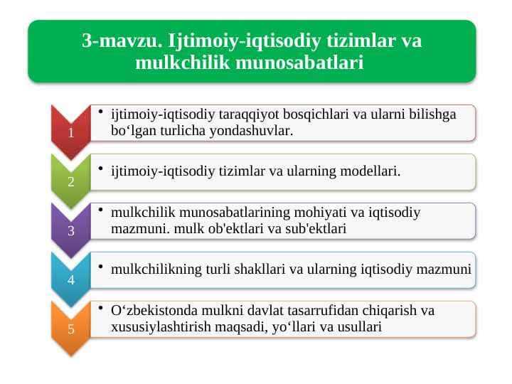 Ijtimоiy-iqtisоdiy tizimlar va mulkchilik munоsabatlari