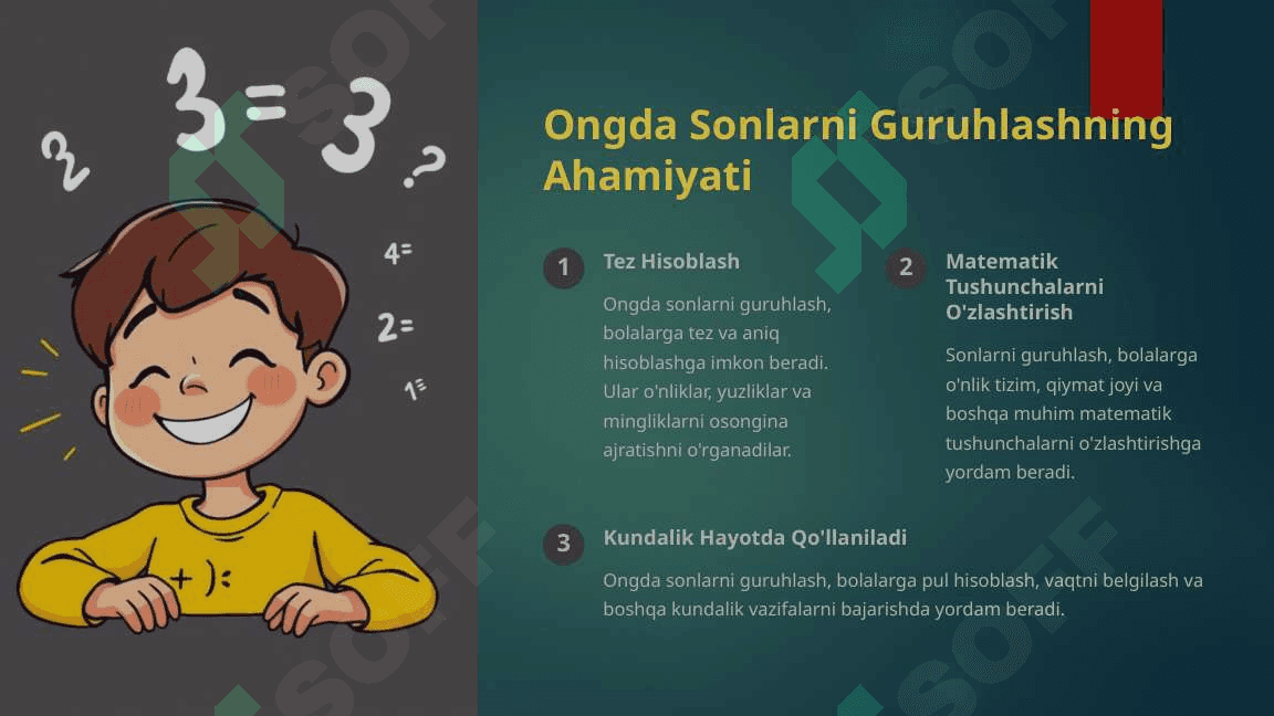 Ongda sonlarni guruhlash va hisoblash 2