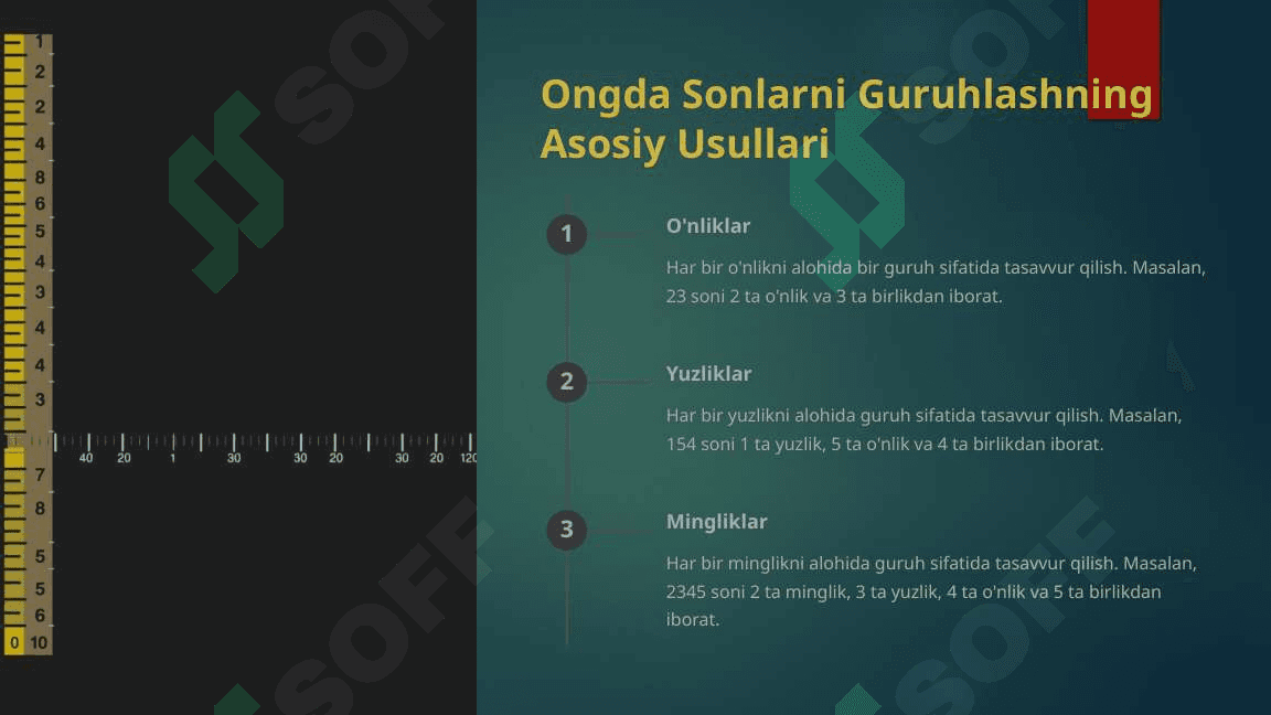 Ongda sonlarni guruhlash va hisoblash 3