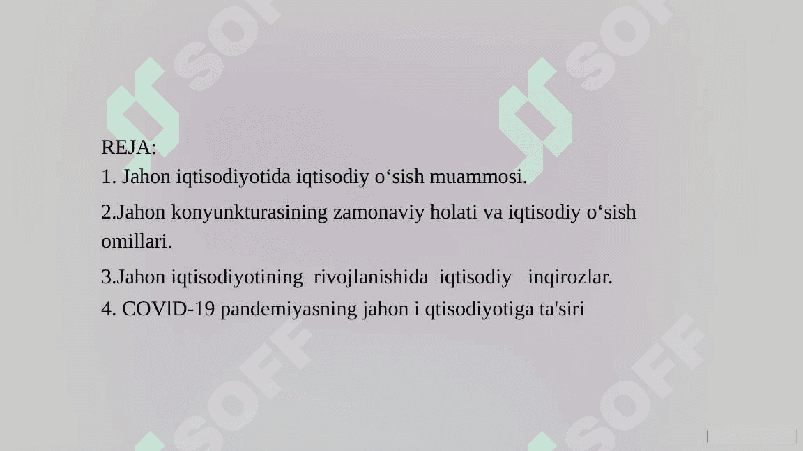 Jahon iqtisodiyotining siklik rivojlanishi:  COVID-19 pandemiyasining taʼsiri 2