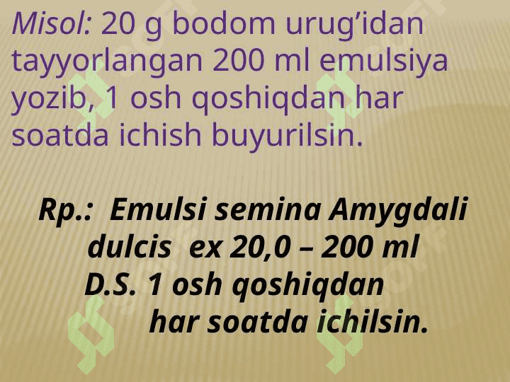 Emulsiyalar, tomchilarga retsept yozish 5