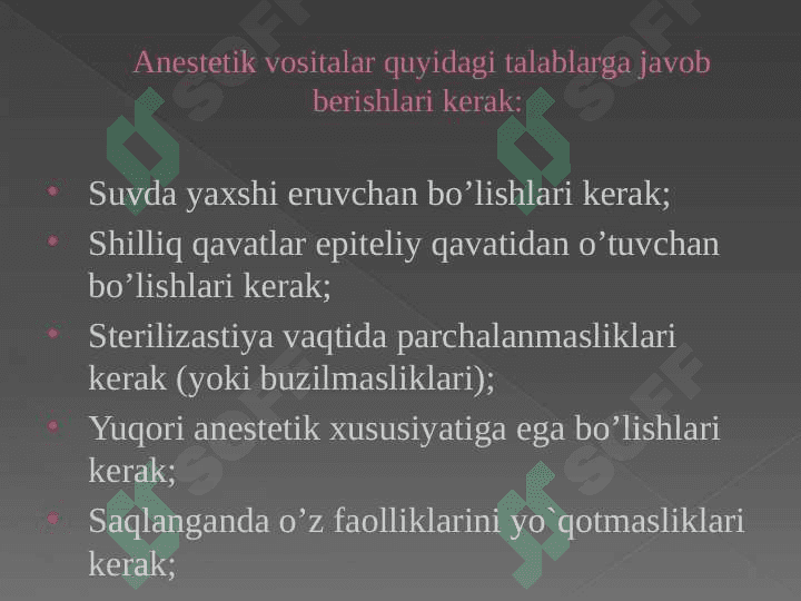 Afferent nerv tizimiga ta`sir etuvchi vositalar 4