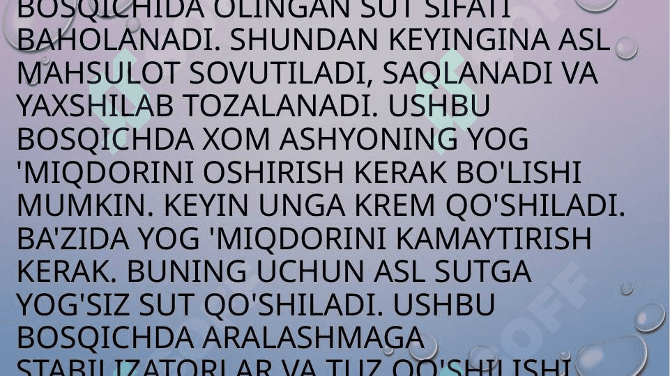 quyultirilgan sut mahsulotlarining kimyoviy tarkibi, ishlab chiqarish texnologiyasi hamda hozirgi kundagi olinish texnologiyasi 8