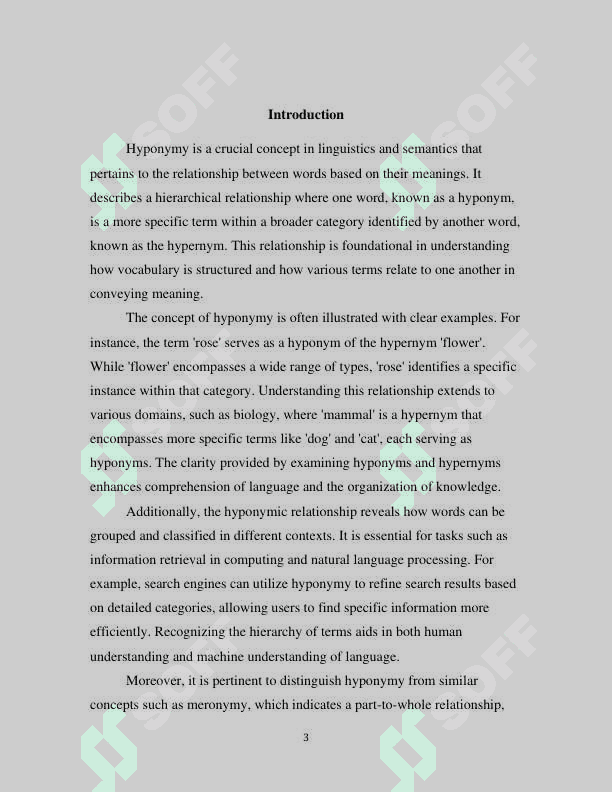 The problems of hyponymy and incompatibility in linguistics 3