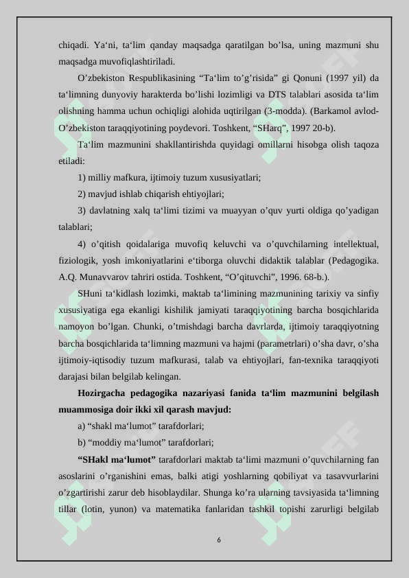 Ta’limning uzluksizligi .O’z-o’zini o’rganish va o’z o’z o’zini tarbiyalash qobiliyatini rivojlantirish usullari 6