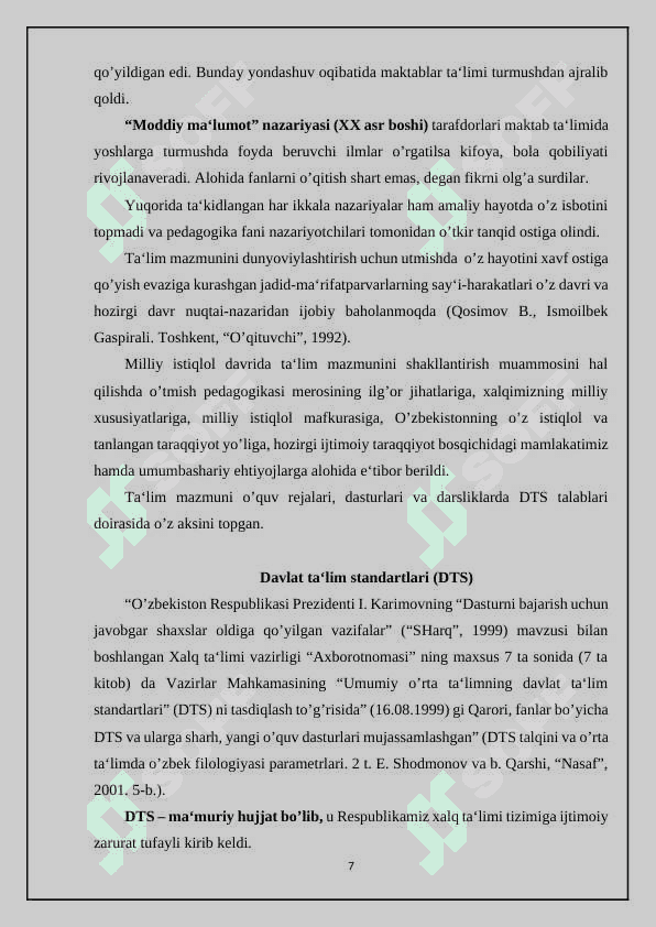 Ta’limning uzluksizligi .O’z-o’zini o’rganish va o’z o’z o’zini tarbiyalash qobiliyatini rivojlantirish usullari 7