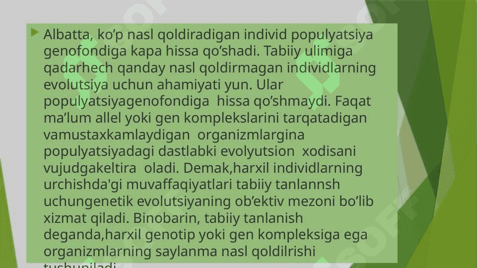Tabiiy tanlanish va uning natijasi hamda shakllari 8