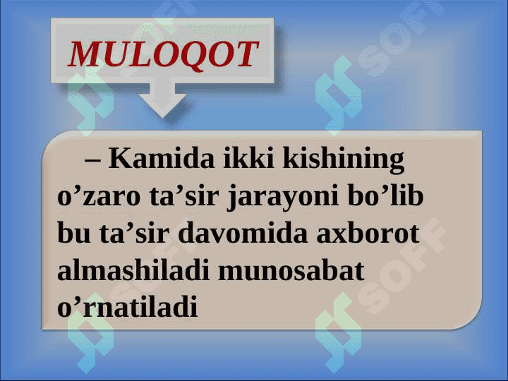 SHAXSLARARO MUNOSABATLAR MOHIYATI  - MULOQOT 2