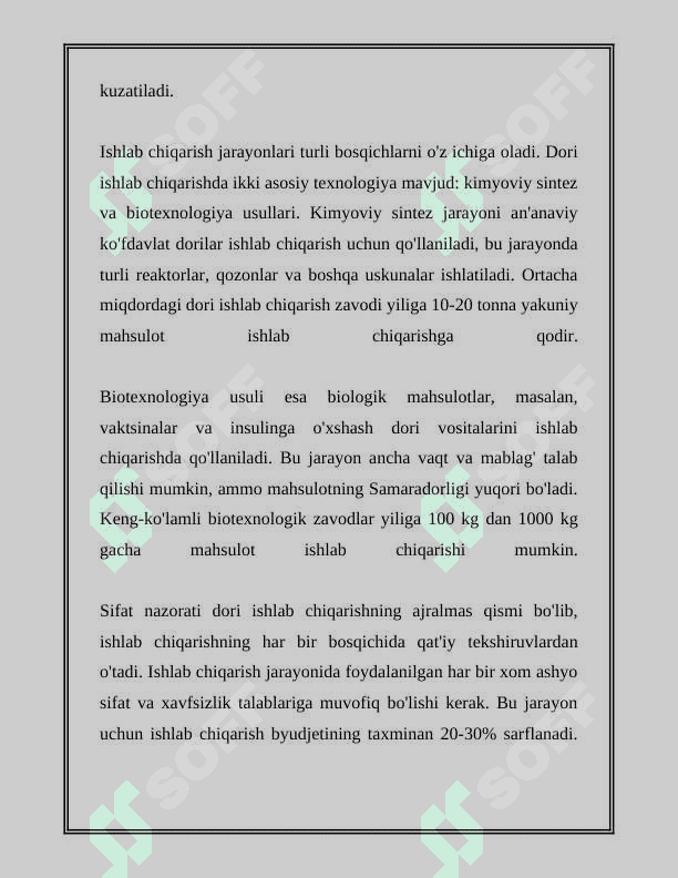 DORI VOSITALAR, TIBBIY BUYUMLAR VA FARMATSEVTIK TOVARLARNI ISHLAB CHIQARISH 3