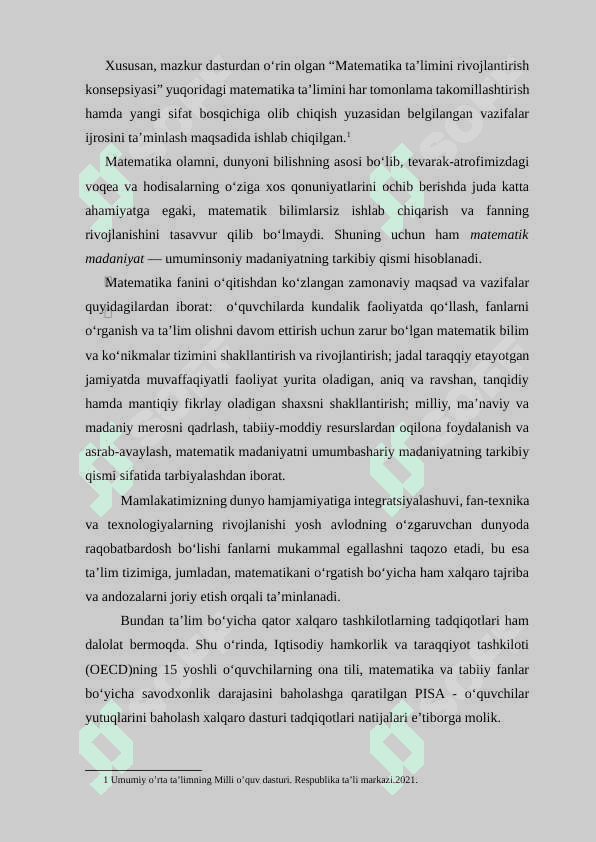 BOSHLANG‘ICH SINFLARDA MATEMATIKA O‘QITISH JARAYONIDA EKOLOGIK TARBIYA BERISH METODIKASI    (3-4-SINFLAR MISOLIDA) 7