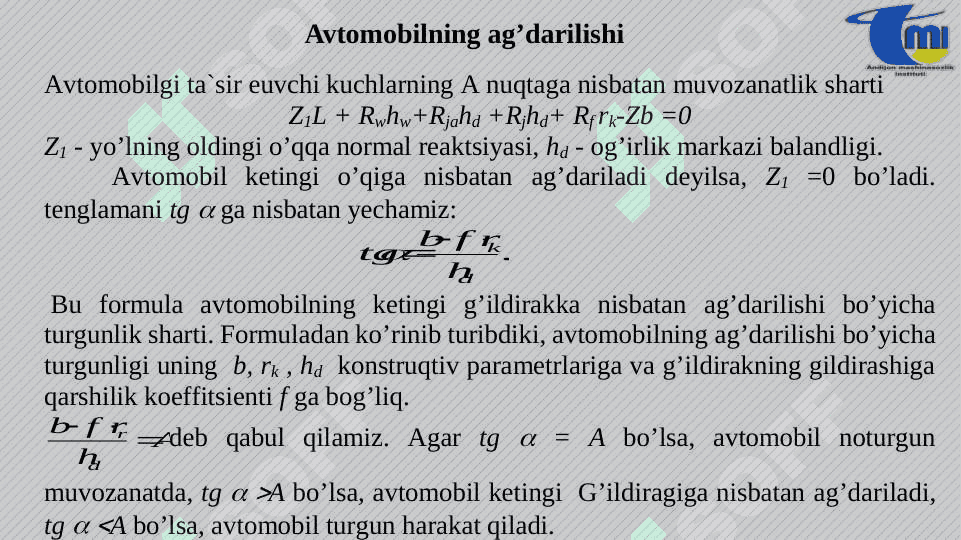 AVTOMOBILNING TURG’UNLIK XUSUSIYATI 5