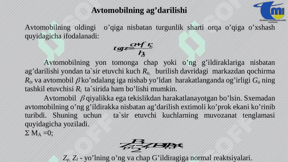 AVTOMOBILNING TURG’UNLIK XUSUSIYATI 7