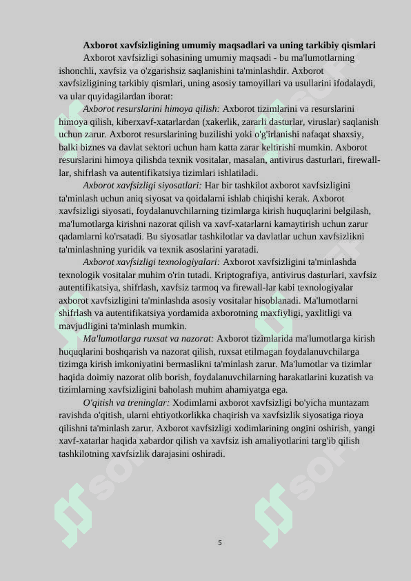 Axborot xavfsizligi konsepsiyasini taminlash majmuasi 5
