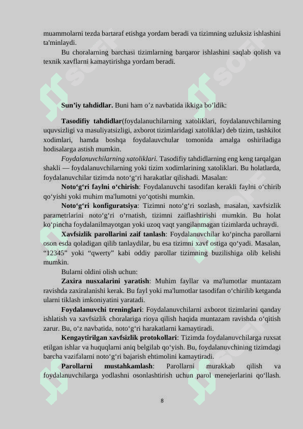 Axborot xavfsizligi konsepsiyasini taminlash majmuasi 8