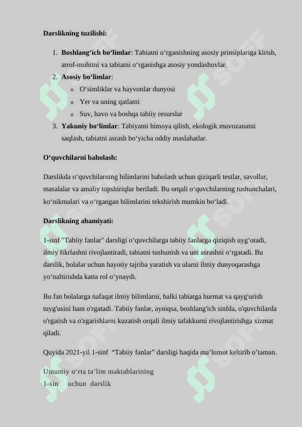 Mavzu: 1-sinfda "Tabiiy fanlar" fanining maqsad va vazifalari. 3