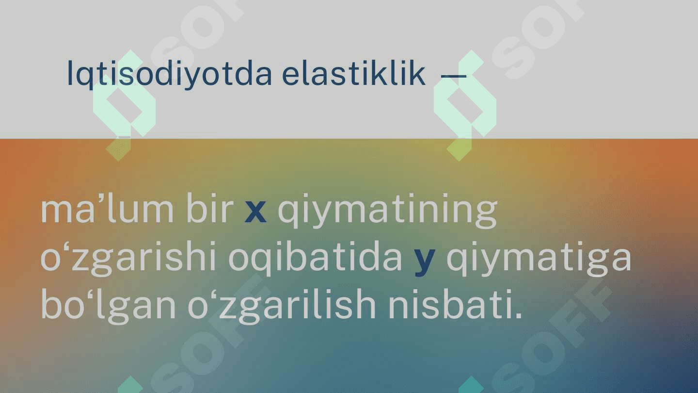 Elastiklik tushinchasi va uning turlari 2