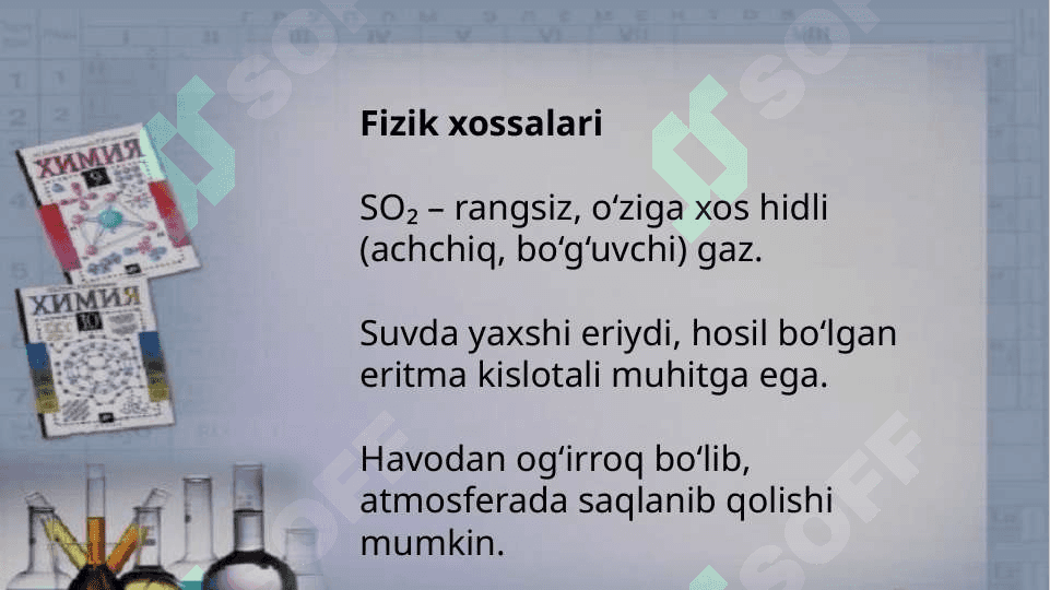 Oltingugurt (lV)oltingugurt ( Vl)oksidi olinishi va xossalari 8