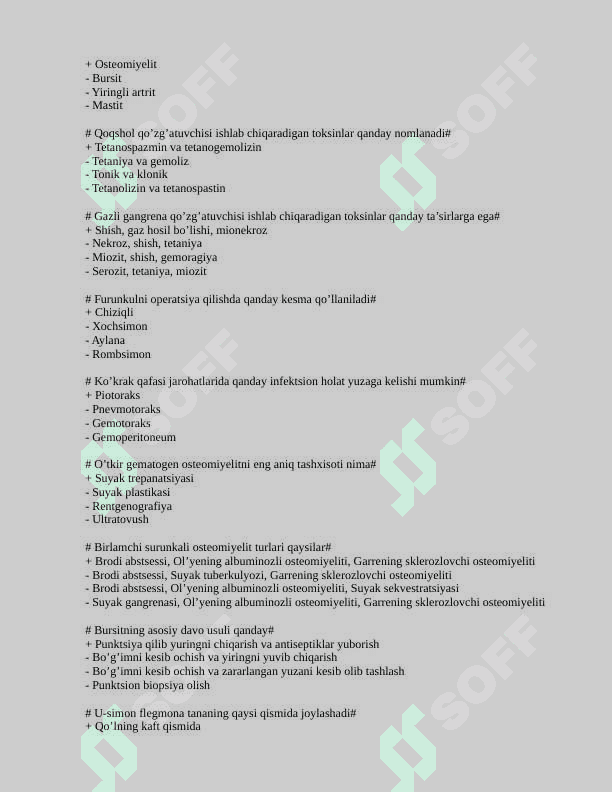 Xirurgiya test javoblari bilan 2