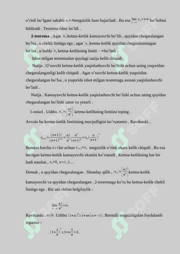 Monoton ketma-ketliklar va ularning limitlari haqida asosiy tushunchalar 7