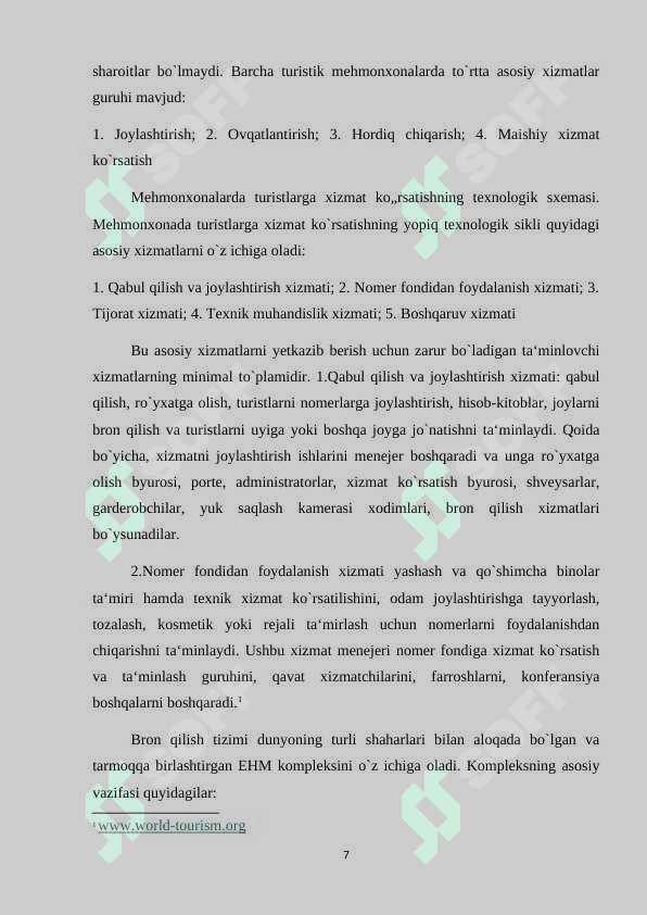 Turizmda joylashtirish xizmatini tashkil etishda  jahon tajribasi 7