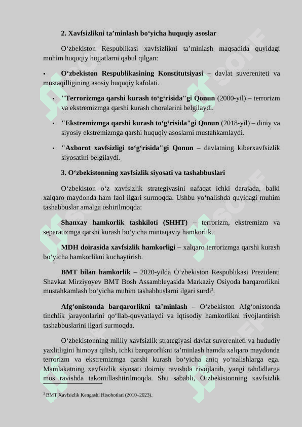 O'ZBEKISTONNING JAHON XAVFSIZLIK VA TERORIZIMGA QARSHI KURASH BO'YICHA TASHABBUSI. 5