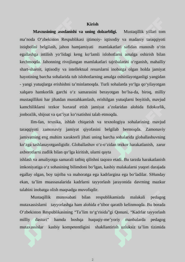 O’qituvchilarning kasbiy kompetentligi va uni shakllantirish 2