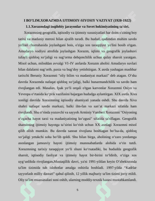 1920-1924 yillarda Xorazmdagi ijtimoiy-siyosiy jarayonlar 5