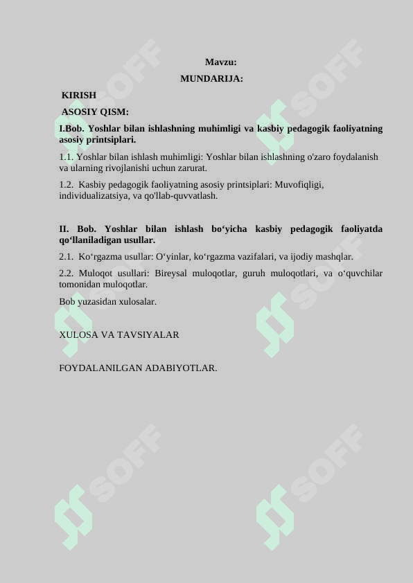 YOSHLAR BILAN ISHLASH BOʻYICHA KASBIY PEDAGOGIK FAOLIYAT VA UNING OʻZIGA XOSLIKLARI 2