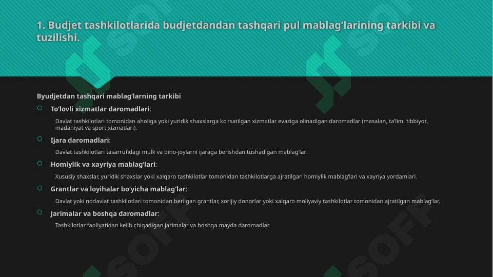 Budjetdan tashqari pul mablag’larini jalb qilish va ulardan foydalanish 2