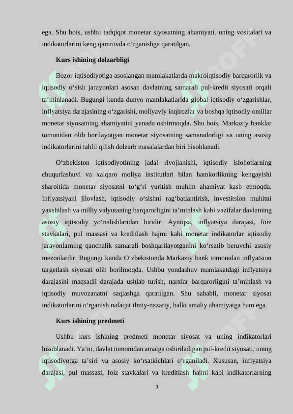 Monetar siyosatning indikatorlari. kurs ishi 3