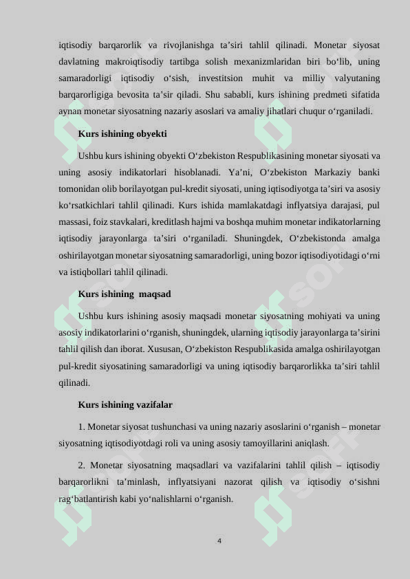 Monetar siyosatning indikatorlari. kurs ishi 4