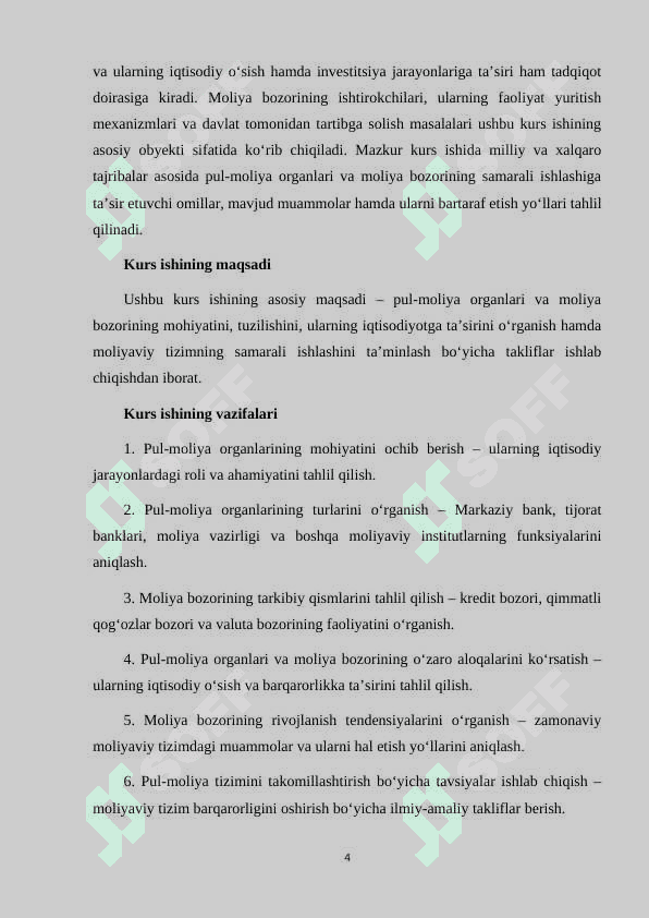 Pul-moliya organlari va moliya bozori. tarix kurs ishi 4