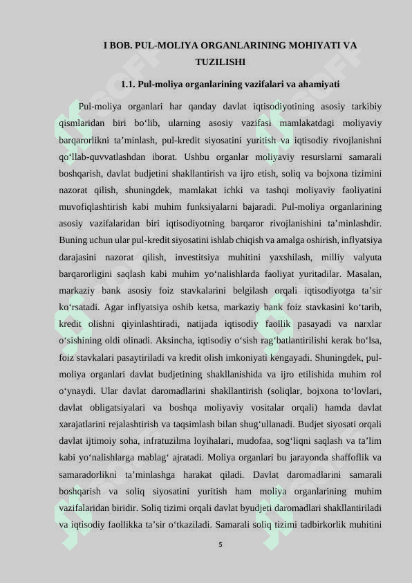 Pul-moliya organlari va moliya bozori. tarix kurs ishi 5