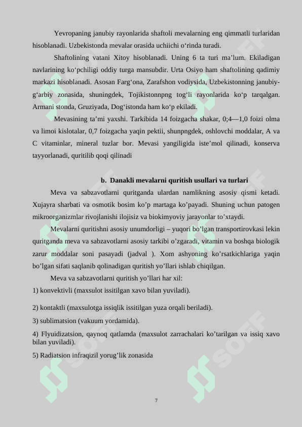 Kichik korxonalarda danakli mevalarni quritish usullari 7