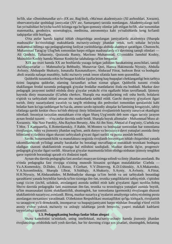 PEDAGOGIKA FANINING PREDMETI, TADQIQOT METODLARI. PEDAGOGIK TA’LIMOTLAR TARIXI. O’ZBEKISTON RESPUBLIKASI TA’LIM TIZIMIDA MODERNIZASIYA JARAYONLARI 4