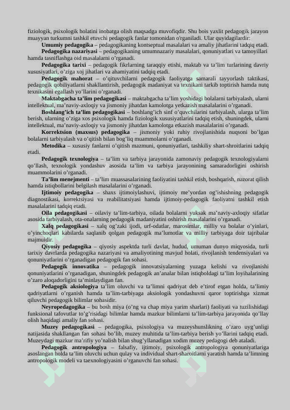 PEDAGOGIKA FANINING PREDMETI, TADQIQOT METODLARI. PEDAGOGIK TA’LIMOTLAR TARIXI. O’ZBEKISTON RESPUBLIKASI TA’LIM TIZIMIDA MODERNIZASIYA JARAYONLARI 5