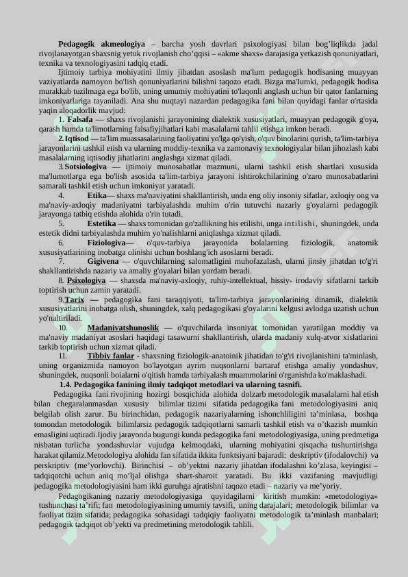 PEDAGOGIKA FANINING PREDMETI, TADQIQOT METODLARI. PEDAGOGIK TA’LIMOTLAR TARIXI. O’ZBEKISTON RESPUBLIKASI TA’LIM TIZIMIDA MODERNIZASIYA JARAYONLARI 6