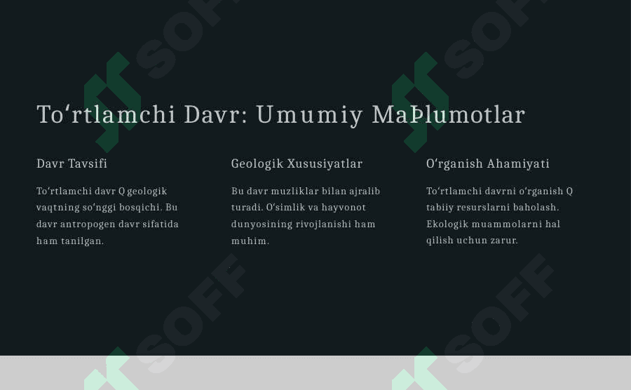Oʻzbekiston Tabiatida Toʻrtlamchi Davr Yotqiziqlari 2