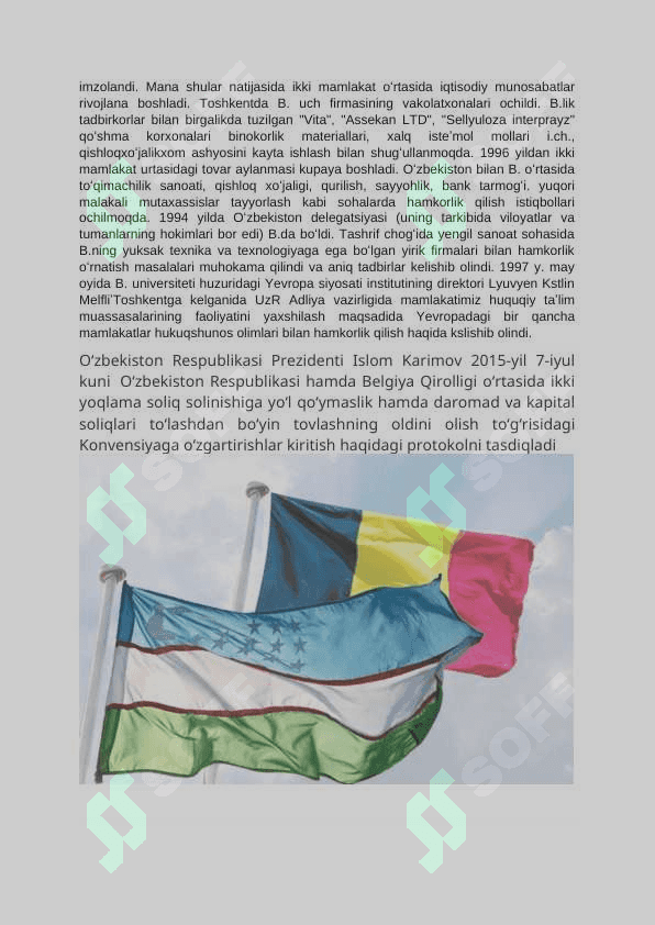 Xalqaro soliqqa tortishda O’zbekiston Respublikasi va Belgiya davlati o’rtasida ikkiyoqlama shartnomaning o’rni 5