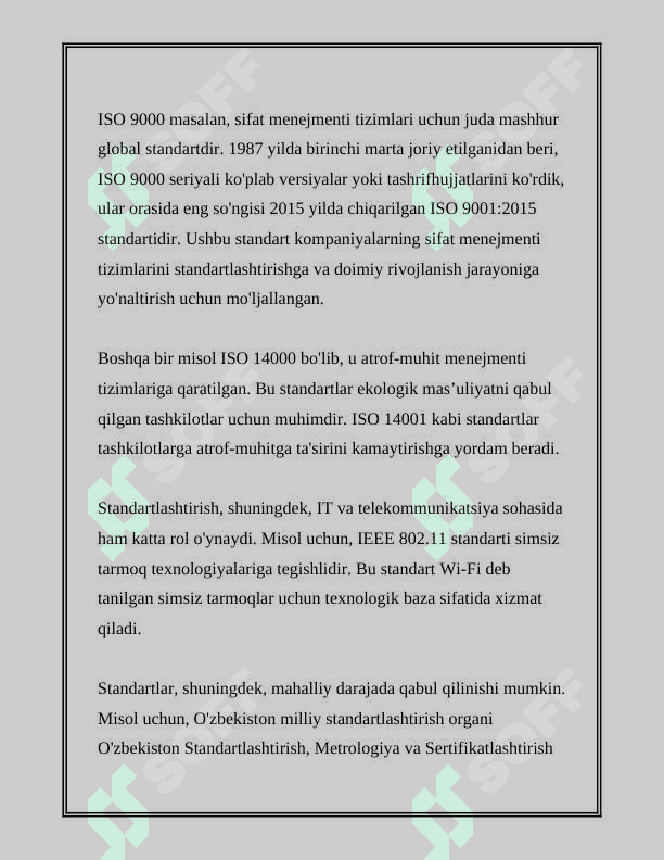 STANDART VA UNING TURLARI 4