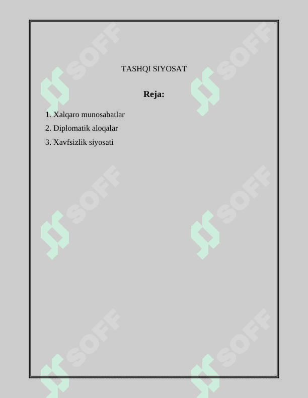 TASHQI SIYOSAT 2