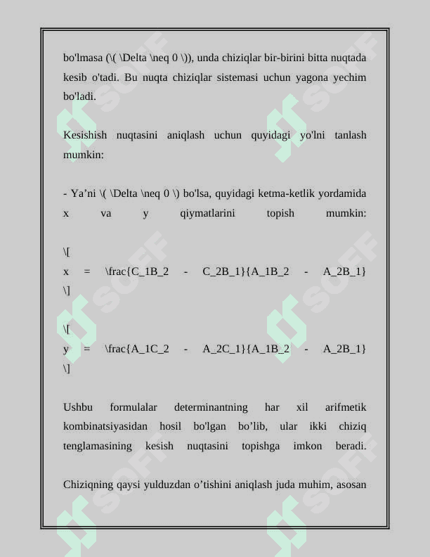 TO’G’RI CHIZIQLARNING KESISHISH NUQTASI VA UNI TOPISH USULLARI 7