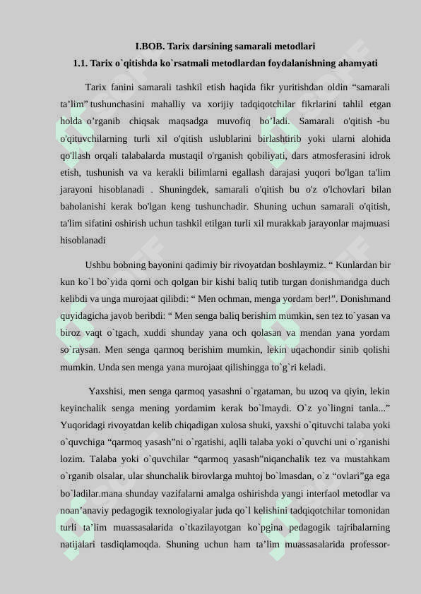 TARIX DARSLARINI SAMARADORLIGINI OSHIRISH USULLARI 6