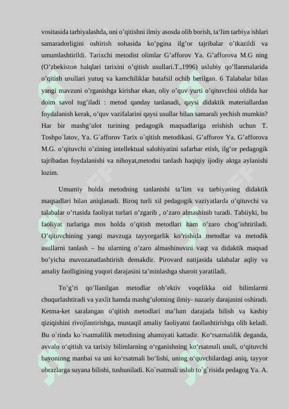 TARIX DARSLARINI SAMARADORLIGINI OSHIRISH USULLARI 8