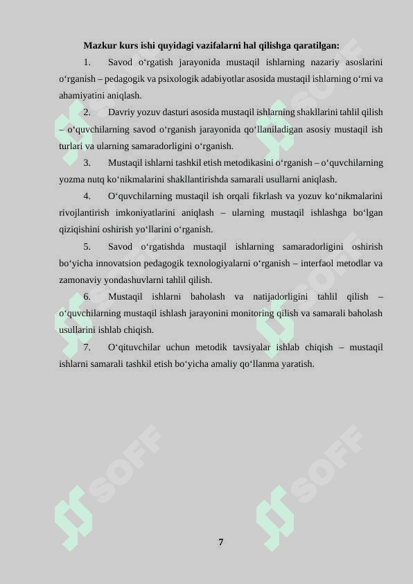 Savod o‘rgatish davriy yozuv dasturida mustaqil ishlarni tashkil etish 7