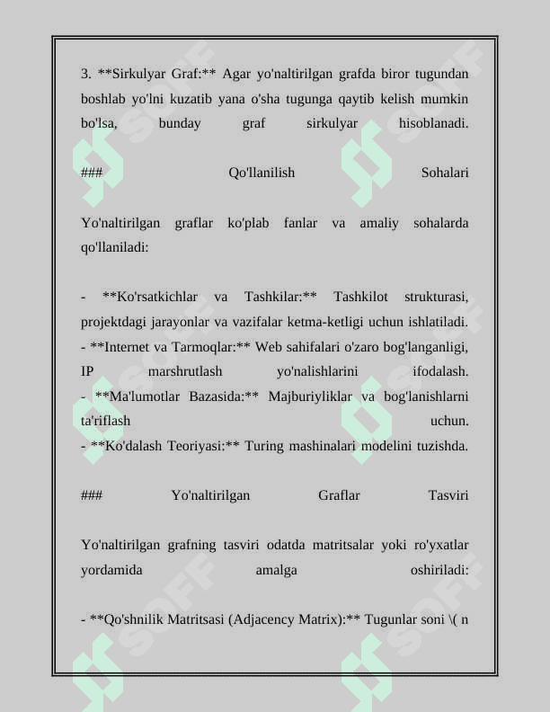 YO'NALTIRILGAN VA YO'NALTIRILMAGAN GRAFLAR 5