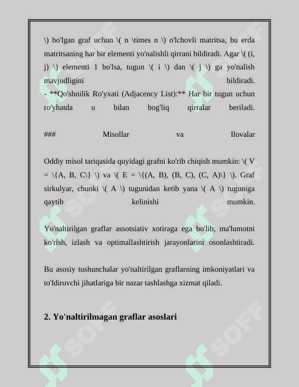 YO'NALTIRILGAN VA YO'NALTIRILMAGAN GRAFLAR 6