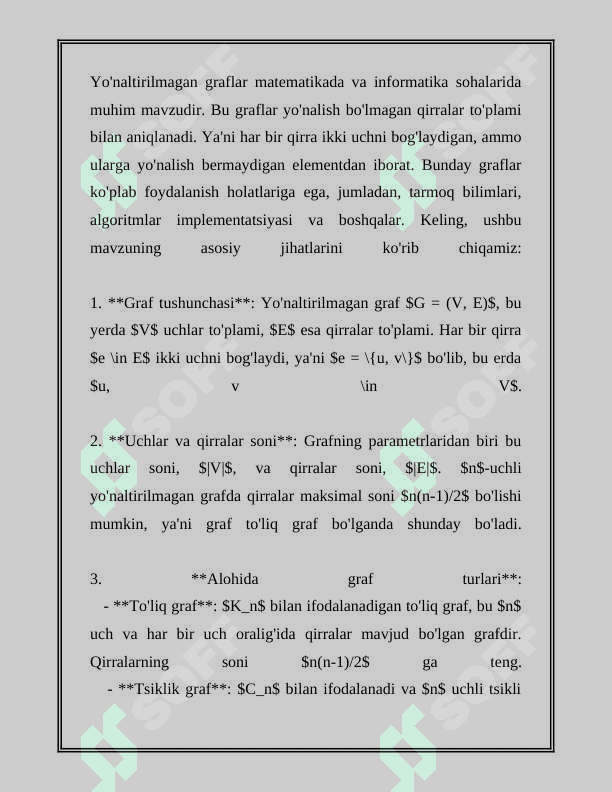 YO'NALTIRILGAN VA YO'NALTIRILMAGAN GRAFLAR 7
